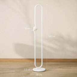 Homcom Dimmable Led Floor Lamp With Glass Night Light, Foot Switch, White - thumbnail 3