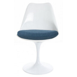 Fusion Living White Tulip Dining Chair With Velveteen Navy Cushion - thumbnail 4