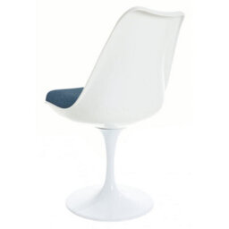 Fusion Living White Tulip Dining Chair With Velveteen Navy Cushion - thumbnail 5