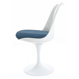 Fusion Living White Tulip Dining Chair With Velveteen Navy Cushion - thumbnail 6