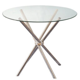 Living And Home Tempered Glass Crossover Round Dining Table 880mm Dia - thumbnail 4