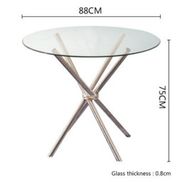 Living And Home Tempered Glass Crossover Round Dining Table 880mm Dia - thumbnail 5