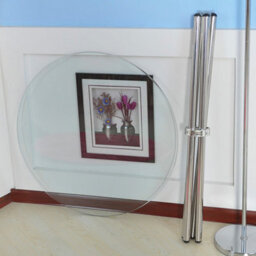 Living And Home Tempered Glass Crossover Round Dining Table 880mm Dia - thumbnail 2