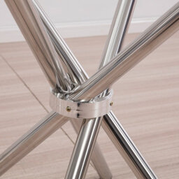 Living And Home Tempered Glass Crossover Round Dining Table 880mm Dia - thumbnail 3