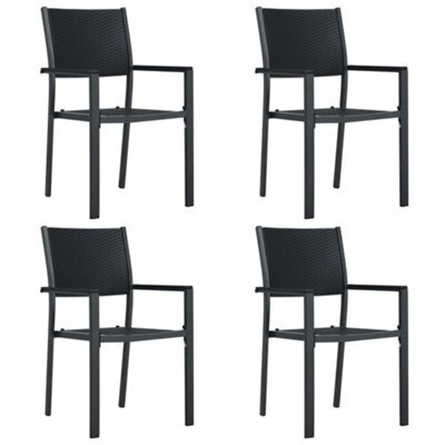 Berkfield Garden Chairs 4 Pcs Black Plastic Rattan Look - image 1