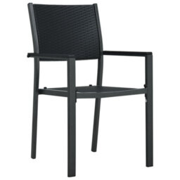 Berkfield Garden Chairs 4 Pcs Black Plastic Rattan Look - thumbnail 2