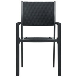Berkfield Garden Chairs 4 Pcs Black Plastic Rattan Look - thumbnail 3