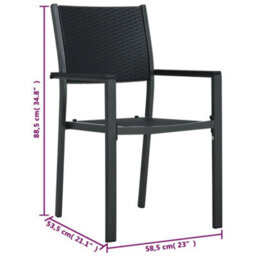 Berkfield Garden Chairs 4 Pcs Black Plastic Rattan Look - thumbnail 9