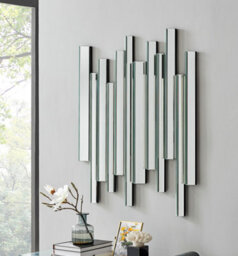 Furniturebox Crystalline Medium 100Cm X 80Cm Silver Mirrored Frame 3D Contemporary Modern Hallway Bedroom Living Room Wall Mirror
