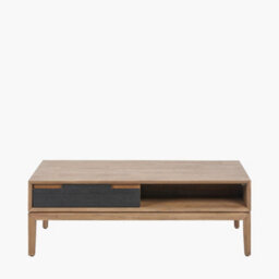 Pacific Lifestyle 2 Drawer Black And Natural Acacia Wood Coffee Table - thumbnail 2