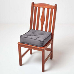 Homescapes Charcoal Grey Cotton Dining Booster Cushion - thumbnail 7