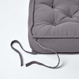 Homescapes Charcoal Grey Cotton Dining Booster Cushion - thumbnail 6