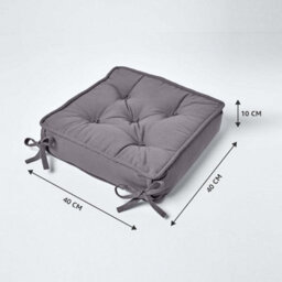 Homescapes Charcoal Grey Cotton Dining Booster Cushion - thumbnail 2