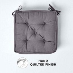 Homescapes Charcoal Grey Cotton Dining Booster Cushion - thumbnail 4