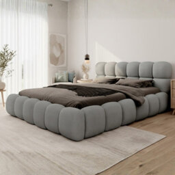 Boston 160 X 200 Cm Bed With Storage Wooden Frame Springlift Mechanism Grey - thumbnail 1