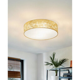 Eglo Viserbella Gold And Cream Fabric Flush Fitted Pendant, (D) 38Cm - thumbnail 2