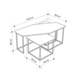 Decortie Modern Nesty Coffee Table Nest Of 3 Tables Oak, Retro Grey, White Marble Effect Nested Table Engineered Wood W/metal Legs - thumbnail 3