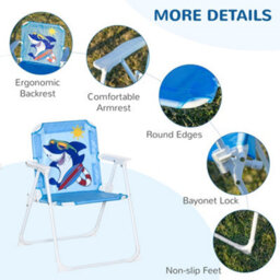 Outsunny Kids Foldable Four-Piece Garden Set W/ Table, Chairs, Umbrella - Blue - thumbnail 6
