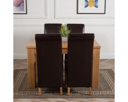 That's Furniture Dakota 127 X 82 Cm Chunky Oak Small Dining Table And 4 Chairs Dining Set With Montana Brown Leather Chairs - thumbnail 2