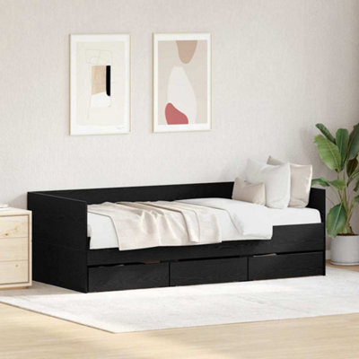 Berkfield Daybed Black Oak Engineered Wood 90 X 190 Cm Durable Daybed - image 1