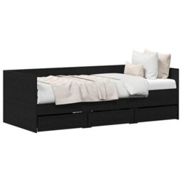 Berkfield Daybed Black Oak Engineered Wood 90 X 190 Cm Durable Daybed - thumbnail 3