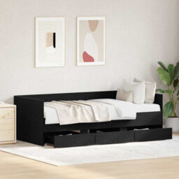 Berkfield Daybed Black Oak Engineered Wood 90 X 190 Cm Durable Daybed - thumbnail 5