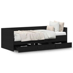 Berkfield Daybed Black Oak Engineered Wood 90 X 190 Cm Durable Daybed - thumbnail 4