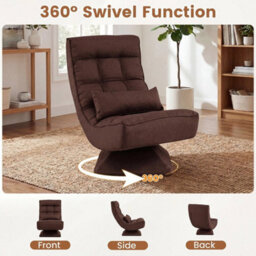 Swivel Gaming Floor Chair Folding Meditating Lounger With Adjustable Backrest - thumbnail 5