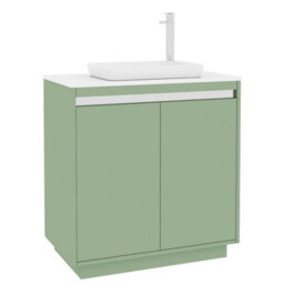 Royal Bathrooms Orion 800mm Mint Sage Floor Standing Plain White Countertop Vanity Unit 2 Door With Qubix Basin & Chrome Accent Trim - thumbnail 6