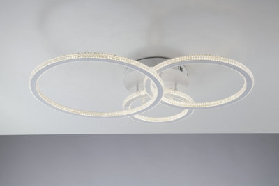 Luminosa Lighting Luminosa Bryant Integrated Led 3 Circular Crystal Semi Flush Ceiling Light, 4000K