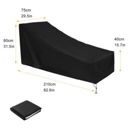 Garden Sun Lounger Cover, 210D Folding Dustproof And Waterproof Polyester - 210 X 75 80 Cm, Black - thumbnail 2