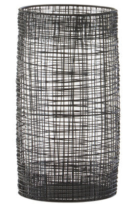 Orsina Cylindrical Black Lantern, Elegant Iron Wireframe Black Candle Holder, Indoor Outdoor Decor With Glass Shade - image 1