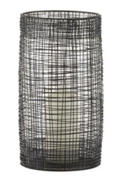 Orsina Cylindrical Black Lantern, Elegant Iron Wireframe Black Candle Holder, Indoor Outdoor Decor With Glass Shade - thumbnail 3