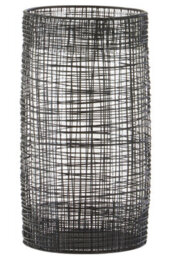 Orsina Cylindrical Black Lantern, Elegant Iron Wireframe Black Candle Holder, Indoor Outdoor Decor With Glass Shade