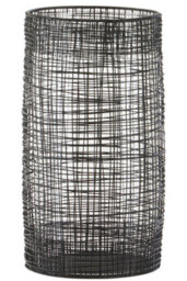Orsina Cylindrical Black Lantern, Elegant Iron Wireframe Black Candle Holder, Indoor Outdoor Decor With Glass Shade - thumbnail 6