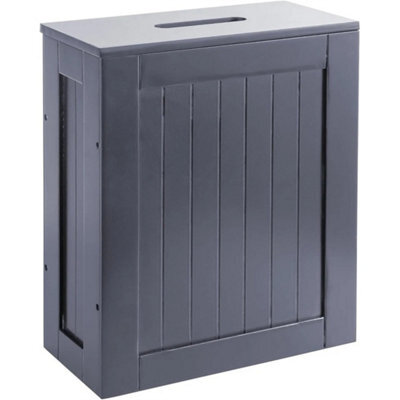 Grey Slim Bathroom Storage Cabinet Toilet Roll Holder Unit Cleaning Supply Organizer - image 1