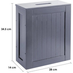 Grey Slim Bathroom Storage Cabinet Toilet Roll Holder Unit Cleaning Supply Organizer - thumbnail 2