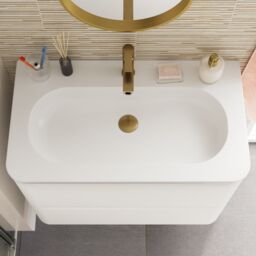 GoodHome Nevado Matt White Wall-Mounted Vanity Unit & Basin Set (W)800mm (H)600mm - thumbnail 9