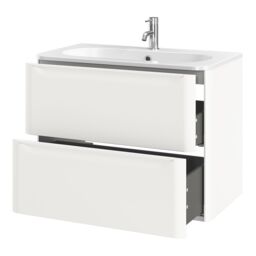 GoodHome Nevado Matt White Wall-Mounted Vanity Unit & Basin Set (W)800mm (H)600mm - thumbnail 3