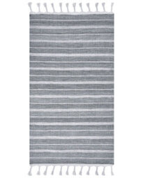 Beliani Aurora Area Rug 80 X 150 Cm, Light Grey Stripe, Handwoven Recycled Materials - thumbnail 1