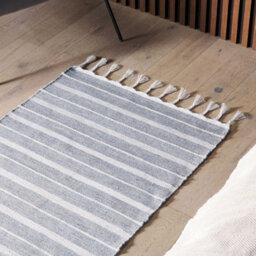 Beliani Aurora Area Rug 80 X 150 Cm, Light Grey Stripe, Handwoven Recycled Materials - thumbnail 2