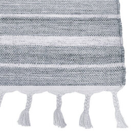 Beliani Aurora Area Rug 80 X 150 Cm, Light Grey Stripe, Handwoven Recycled Materials - thumbnail 3