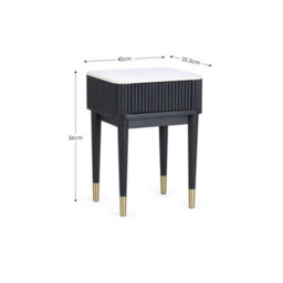 Oakham Lauriston Fluted Stone Top Lamp Table With Drawer In White Marble And Black - thumbnail 9