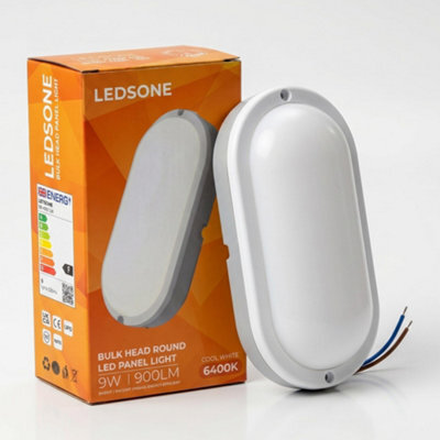 Led Bulkhead Ceiling Light 6400K Cool White 9W 12W Oval Slim Surface Mounted Wall Lamp 900Lm Porch Bathroom Kitchen Garage - image 1
