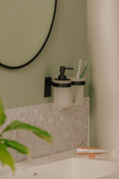 Cosmic Soap Dispenser, 175Ml, Self-Adhesive, Wall Mounted, White, Pressed Glass And Metal, Stick Collection - thumbnail 4