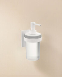 Cosmic Soap Dispenser, 175Ml, Self-Adhesive, Wall Mounted, White, Pressed Glass And Metal, Stick Collection