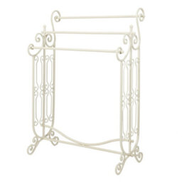 Dibor Vintage Style Three Rung Towel Rack Cast Iron Ornate Scrolled Bathroom Freestanding Towel Rail - thumbnail 2