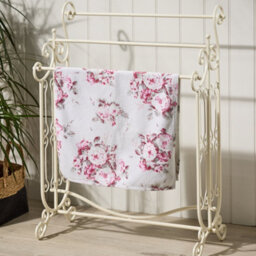 Dibor Vintage Style Three Rung Towel Rack Cast Iron Ornate Scrolled Bathroom Freestanding Towel Rail