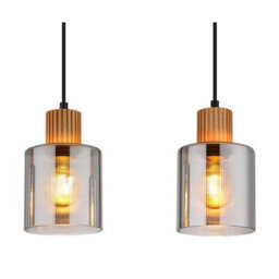 Luminosa Lighting Luminosa Aleidis Bar Pendant Ceiling Light Matt Black Smoke Glass Shade 4X E27 - thumbnail 4