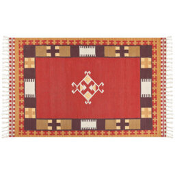 Beliani Rug Parakar Multicolour 140 X 200 Cm Cotton Kilim
